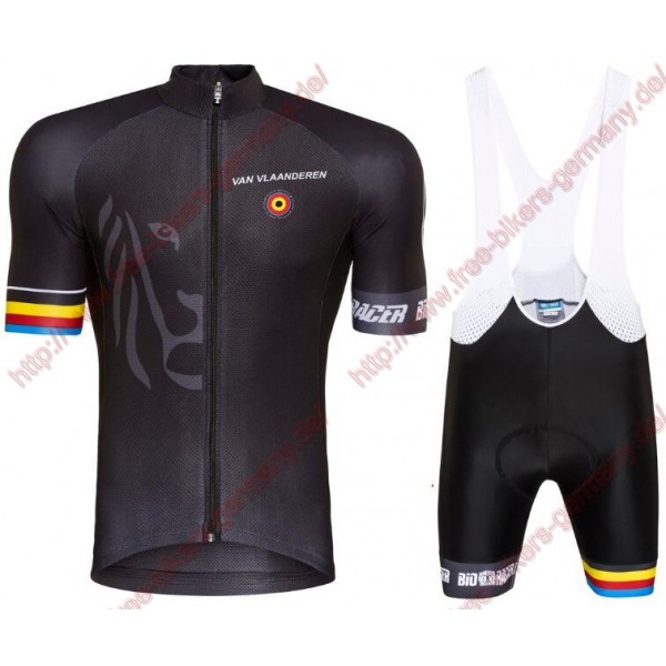 Radsport Bioracer Van Vlaanderen schwarz 2018 Radbekleidung Satz Trikot Kurzarm+Trägerhosen Set Radsport Bioracer Van Vlaanderen schwarz 2018 Radbekleidung Satz Trikot Kurzarm+Trägerhosen Set
