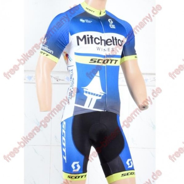 Profiteam 2018 Mitchelton Scott blau Fahrradbekleidung Trikot Kurzarm+Radhose Profiteam 2018 Mitchelton Scott blau Fahrradbekleidung Trikot Kurzarm+Radhose