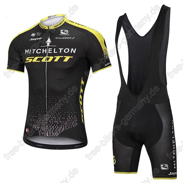 Mitchelton Scott Radbekleidung Satz Trikot Kurzarm+Trägerhosen Set schwarz 2018 Mitchelton Scott Radbekleidung Satz Trikot Kurzarm+Trägerhosen Set schwarz 2018
