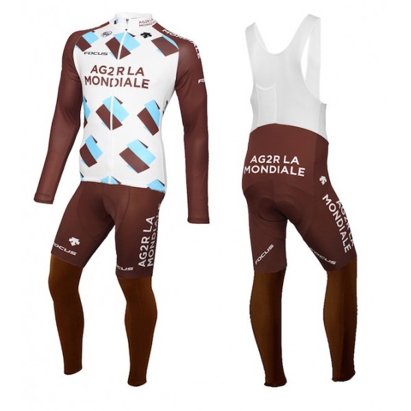 2015 Ag2r La Mondiale Team Fahrradbekleidung Satz Radtrikot Langarm+Lang Trägerhose JWMT521 2015 Ag2r La Mondiale Team Fahrradbekleidung Satz Radtrikot Langarm+Lang Trägerhose JWMT521