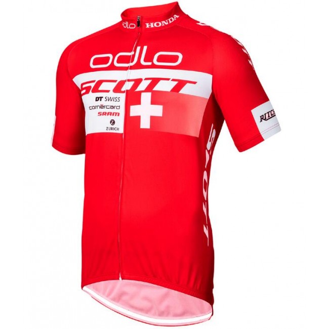 2015 Odlo Scott Swiss Rote Radtrikot Kurzarm COOI513 2015 Odlo Scott Swiss Rote Radtrikot Kurzarm COOI513
