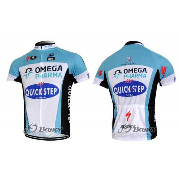 2012 Omega Pharma-Quick Step Radtrikot Kurzarm Weiß Blau FXOU926 2012 Omega Pharma-Quick Step Radtrikot Kurzarm Weiß Blau FXOU926