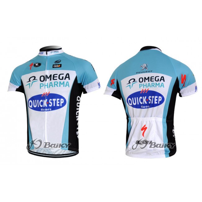 2012 Omega Pharma-Quick Step Radtrikot Kurzarm Weiß Blau FXOU926 2012 Omega Pharma-Quick Step Radtrikot Kurzarm Weiß Blau FXOU926