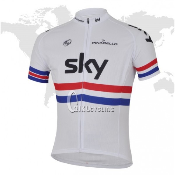 2013 Team Sky Radtrikot Kurzarm Weiß Rot Blau QENC197 2013 Team Sky Radtrikot Kurzarm Weiß Rot Blau QENC197