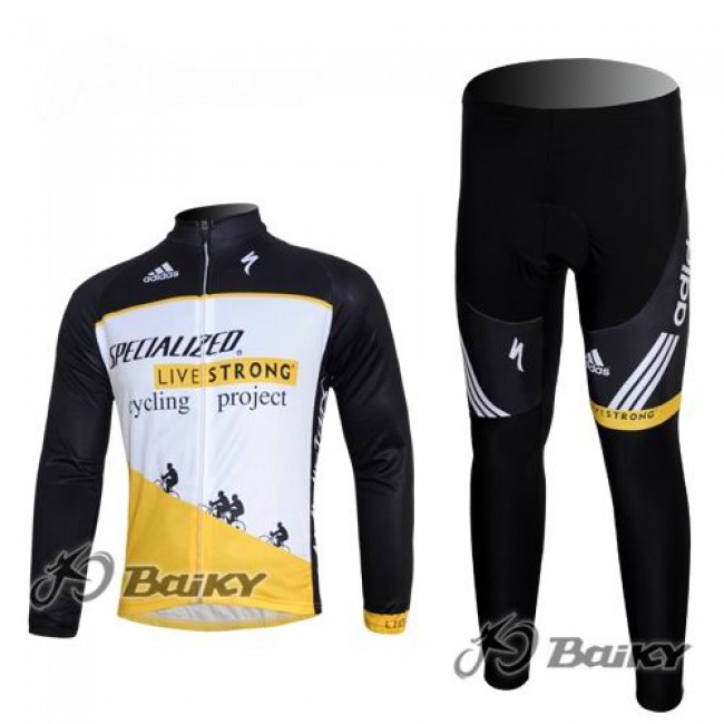 Specialized Livestrong Radbekleidung Satz Fahrradtrikot Langarm und Lang Radhose Weiß Schwarz Gelb SDQT839 Specialized Livestrong Radbekleidung Satz Fahrradtrikot Langarm und Lang Radhose Weiß Schwarz Gelb SDQT839