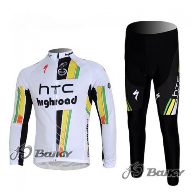 HTC-Highroad Pro Team Fahrradbekleidung Radtrikot Satz Langarm und Lange Fahrradhose Weiß Grün AETO534 HTC-Highroad Pro Team Fahrradbekleidung Radtrikot Satz Langarm und Lange Fahrradhose Weiß Grün AETO534
