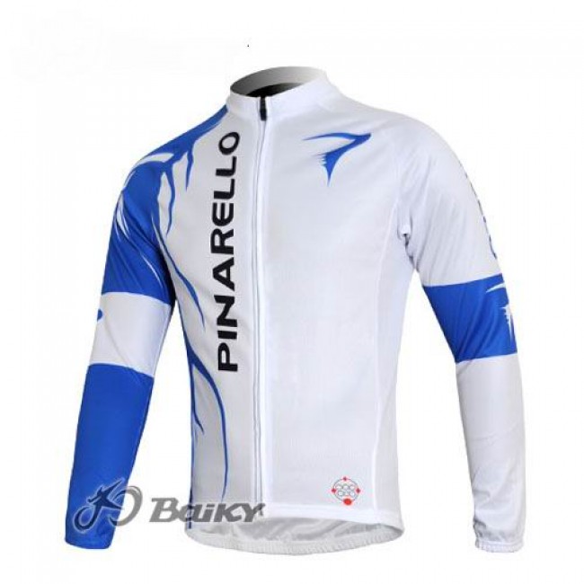 Pinarello Pro Team Fahrradtrikot Langarm Weiß Blau UNES979 Pinarello Pro Team Fahrradtrikot Langarm Weiß Blau UNES979