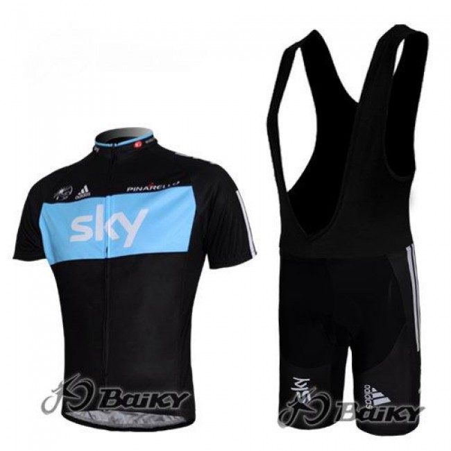 SKY Pro Team Fahrradbekleidung Satz Fahrradtrikot Kurzarm Trikot und Kurz Trägerhose Schwarz Blau CXAM358 SKY Pro Team Fahrradbekleidung Satz Fahrradtrikot Kurzarm Trikot und Kurz Trägerhose Schwarz Blau CXAM358