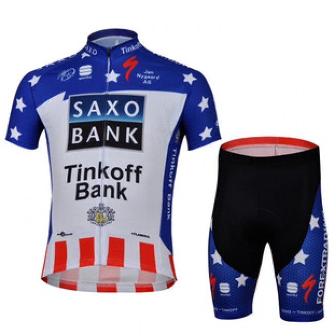 2013 Saxo Bank Tinkoff USA Champion Radtrikot Kurzarm und Kurz Radhose Kits Blau Weiß Rot OMFS528 2013 Saxo Bank Tinkoff USA Champion Radtrikot Kurzarm und Kurz Radhose Kits Blau Weiß Rot OMFS528