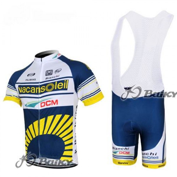2012 Vacansoleil-DCM Fahrradbekleidung Satz Fahrradtrikot Kurzarm Trikot und Kurz Trägerhose Weiß Blau Gelb PFVS234 2012 Vacansoleil-DCM Fahrradbekleidung Satz Fahrradtrikot Kurzarm Trikot und Kurz Trägerhose Weiß Blau Gelb PFVS234