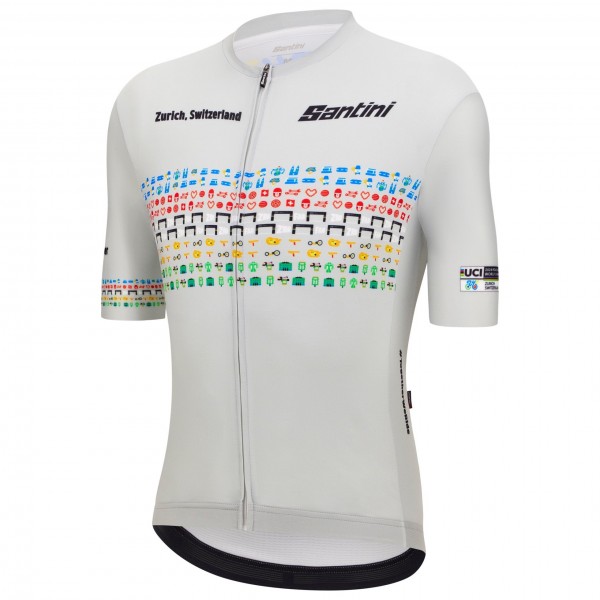 Bekleidung Herren Zurich 2024 Santini UCI Masters Weltmeister trikot-Grau Bekleidung Herren Zurich 2024 Santini UCI Masters Weltmeister trikot-Grau