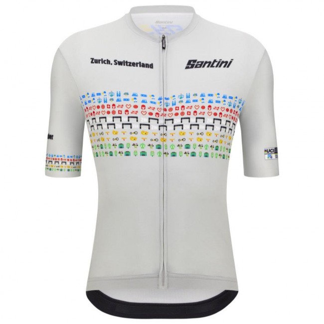 Bekleidung Herren Zurich 2024 Santini UCI Masters Weltmeister trikot-Grau Bekleidung Herren Zurich 2024 Santini UCI Masters Weltmeister trikot-Grau