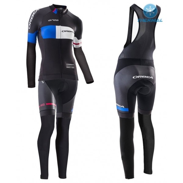 2016 Orbea Pro Damen Schwarz-Blau thermisch Fahrradbekleidung Satz Radtrikot Langarm+Lang Trägerhose IRXQ332 2016 Orbea Pro Damen Schwarz-Blau thermisch Fahrradbekleidung Satz Radtrikot Langarm+Lang Trägerhose IRXQ332