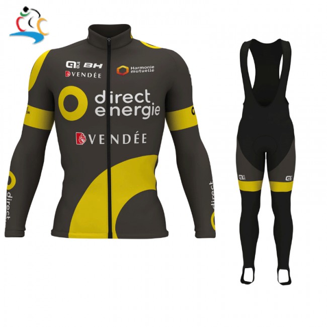 2017 Direct Energie Pro Fahrradbekleidung Satz Radtrikot Langarm+Lang Trägerhose 870BOIE 2017 Direct Energie Pro Fahrradbekleidung Satz Radtrikot Langarm+Lang Trägerhose 870BOIE