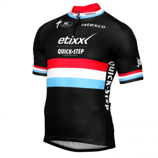 ETIXX-QUICK STEP 2017 Luxembourgian Champion Schwarz Radtrikot Kurzarm 564ZOJQ ETIXX-QUICK STEP 2017 Luxembourgian Champion Schwarz Radtrikot Kurzarm 564ZOJQ