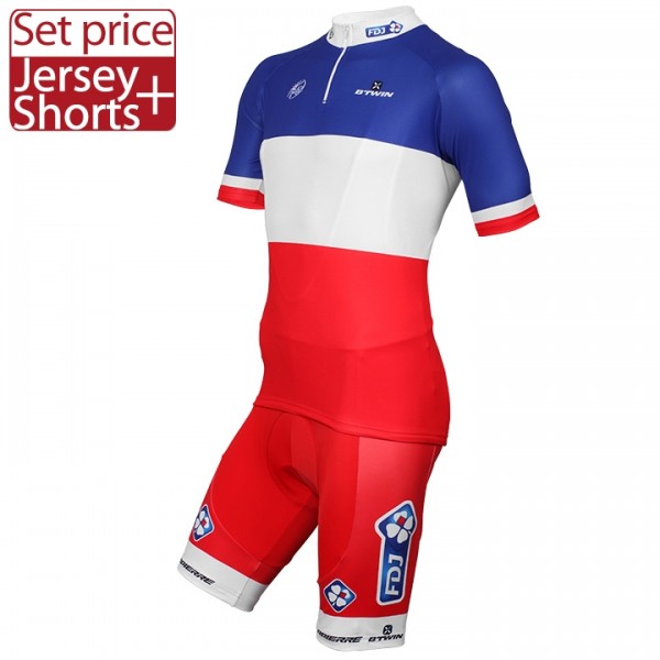 FDJ 2017 Fahrradbekleidung Satz Radtrikot Kurzarm+Kurz Radhose 182QOND FDJ 2017 Fahrradbekleidung Satz Radtrikot Kurzarm+Kurz Radhose 182QOND