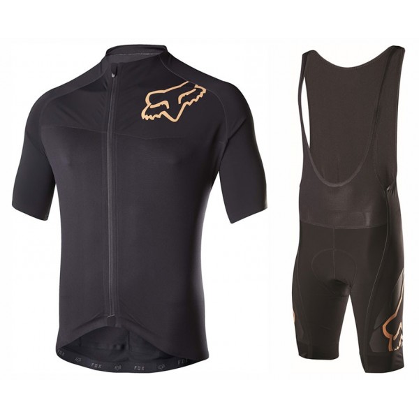 2017 Team FOX Homme Schwarz Gold Fahrradbekleidung Satz Radtrikot Kurzarm+Kurz Trägerhose 258CCMF 2017 Team FOX Homme Schwarz Gold Fahrradbekleidung Satz Radtrikot Kurzarm+Kurz Trägerhose 258CCMF