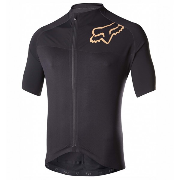 2017 Team FOX Homme Schwarz Gold Radtrikot Kurzarm 396AJLE 2017 Team FOX Homme Schwarz Gold Radtrikot Kurzarm 396AJLE