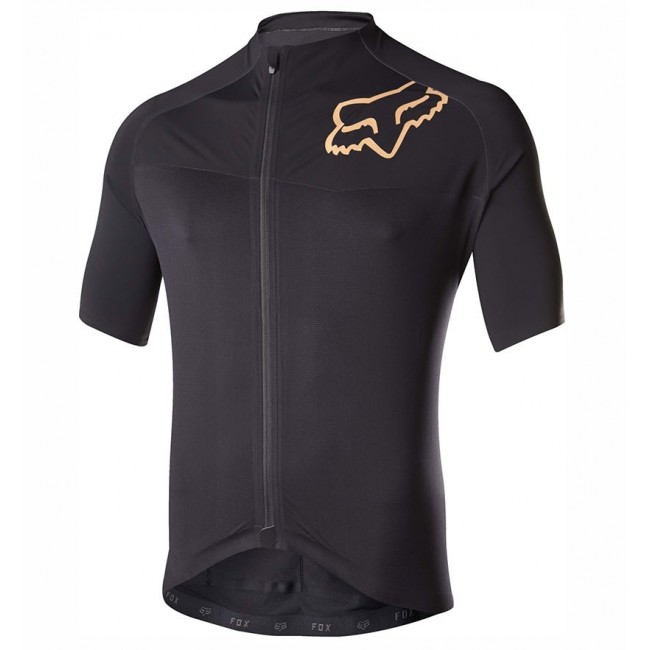 2017 Team FOX Homme Schwarz Gold Radtrikot Kurzarm 396AJLE 2017 Team FOX Homme Schwarz Gold Radtrikot Kurzarm 396AJLE