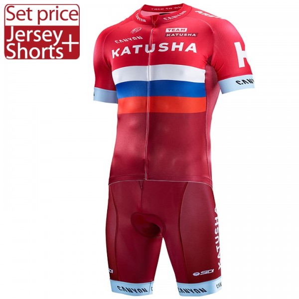 Katusha 2017 Fahrradbekleidung Satz Radtrikot Kurzarm+Kurz Radhose 960PCAE Katusha 2017 Fahrradbekleidung Satz Radtrikot Kurzarm+Kurz Radhose 960PCAE