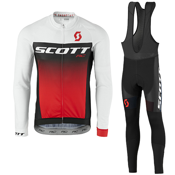 2017 Scott Rc Weiß Schwarz Rot Fahrradbekleidung Satz Radtrikot Langarm+Lang Trägerhose 117VKMO 2017 Scott Rc Weiß Schwarz Rot Fahrradbekleidung Satz Radtrikot Langarm+Lang Trägerhose 117VKMO